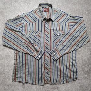 Wrangler Western Shirt Adult Extra Large 17-17 1/2 Pearl Snap Cowboy Vintage Men
